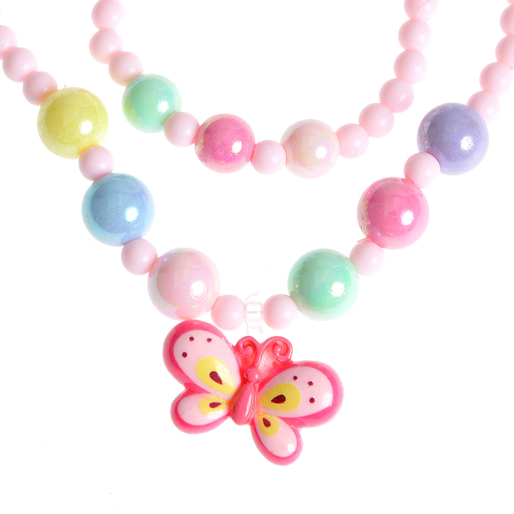 Set colier si bratara roz cu margele colorate - 1 | YEO