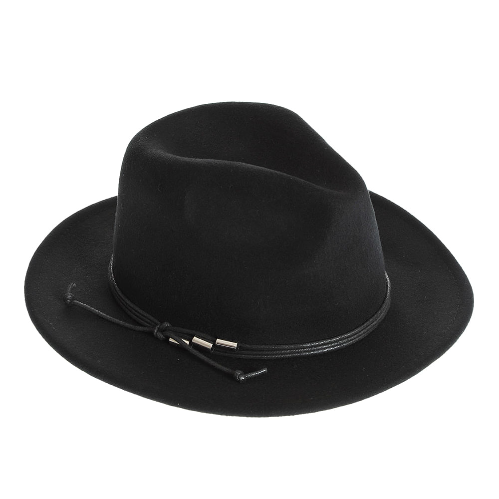 Palarie fedora cu snur negru - 2 | YEO