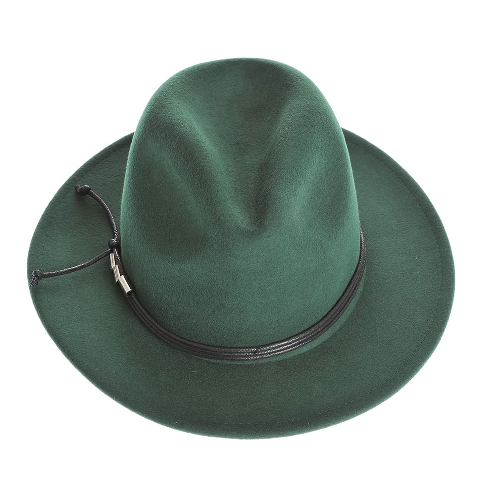 Palarie fedora verde cu snur - 1 | YEO