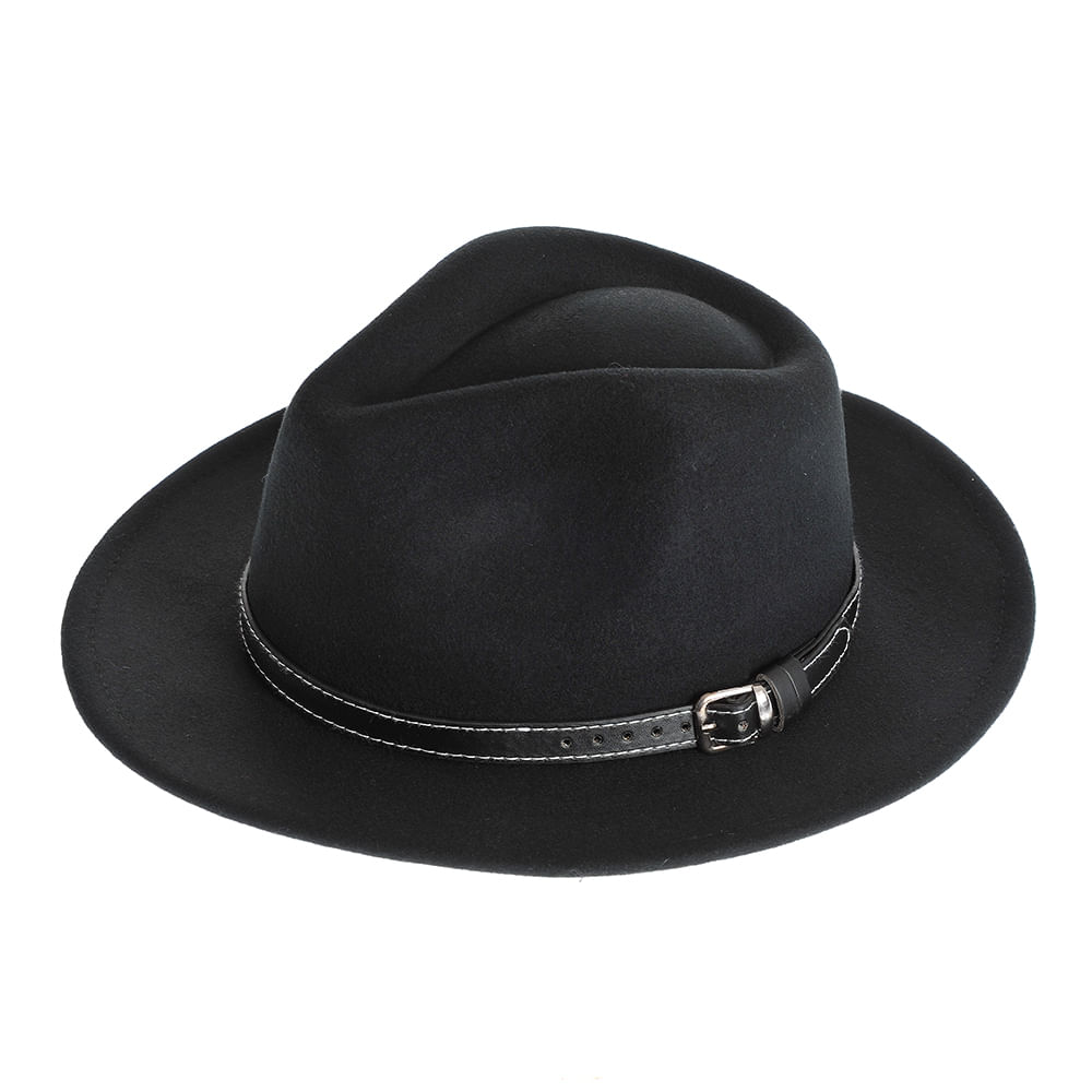 Palarie fedora cu accesoriu curea neagra - 2 | YEO