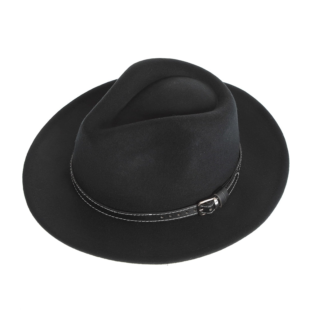 Palarie fedora cu accesoriu curea neagra - 3 | YEO