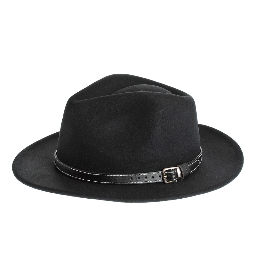 Palarie fedora cu accesoriu curea neagra - 4 | YEO