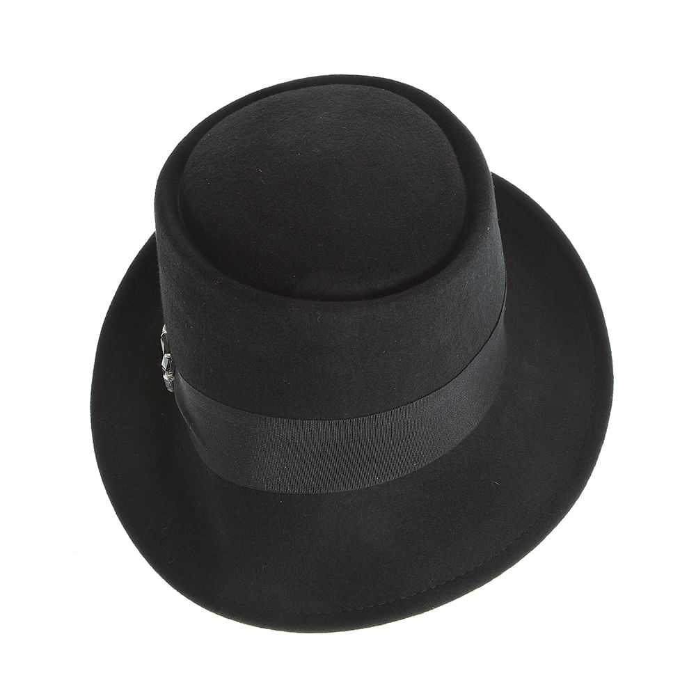 Palarie neagra cu accesoriu decorativ - 1 | YEO