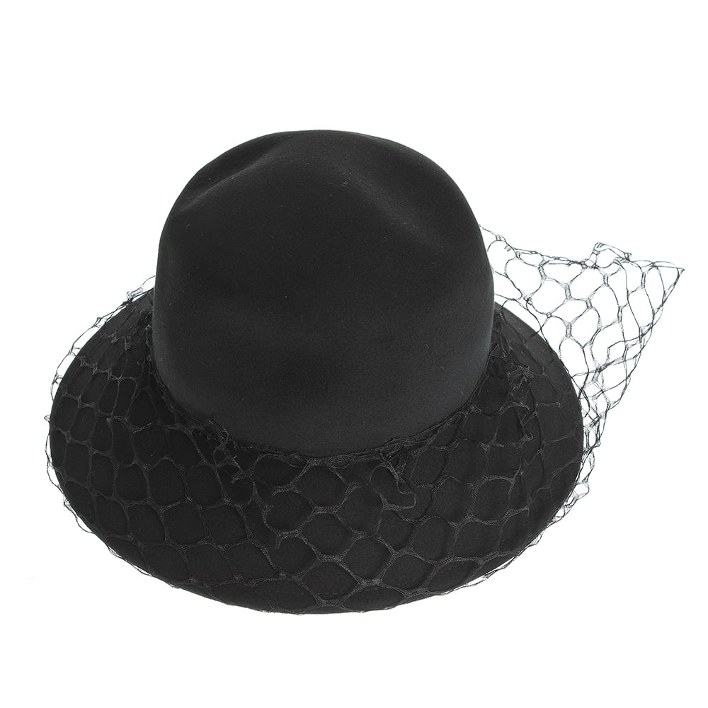 Palarie neagra din lana cu plasa - 1 | YEO