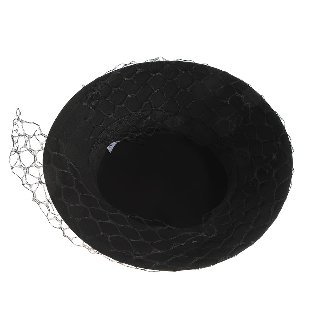 Palarie neagra din lana cu plasa - 4 | YEO