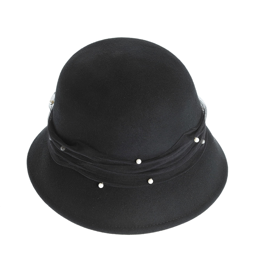 Palarie neagra cu perle albe - 1 | YEO