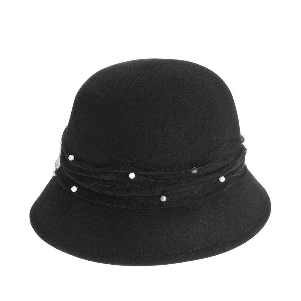 Palarie neagra cu perle albe - 2 | YEO