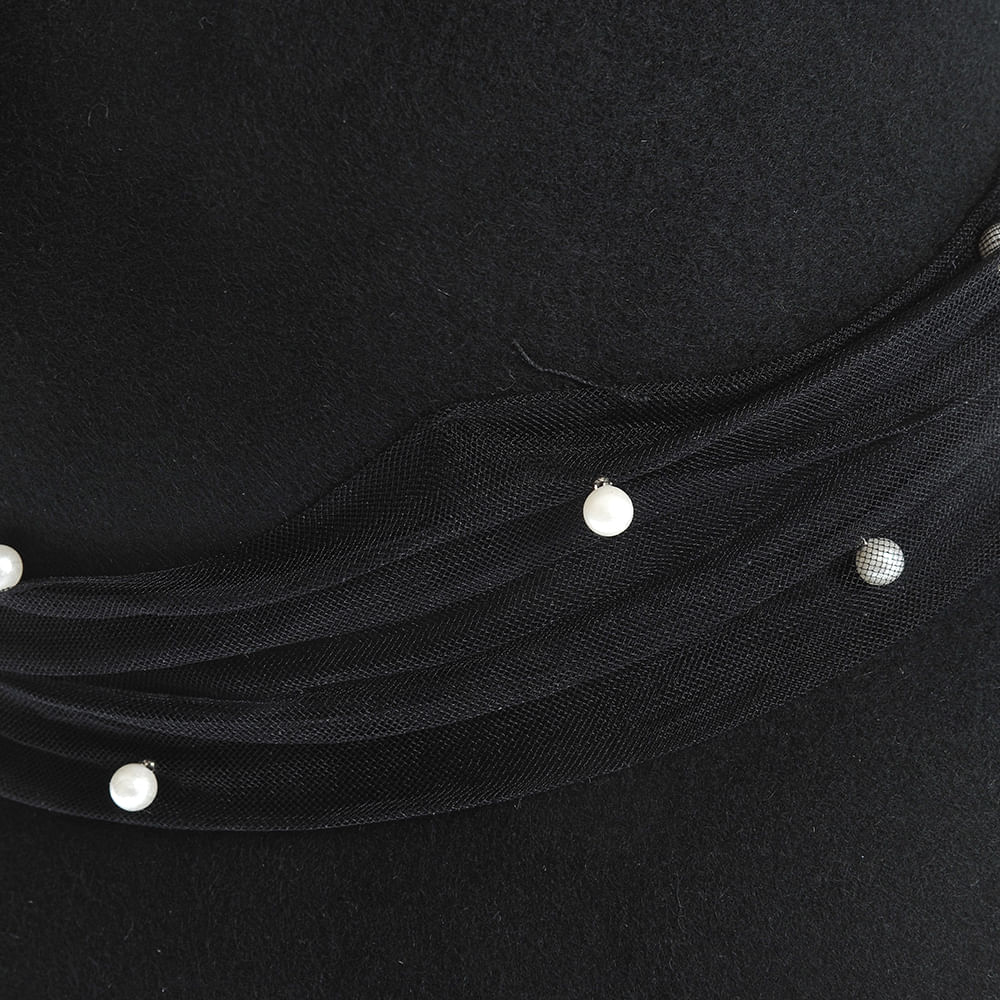 Palarie neagra cu perle albe - 3 | YEO