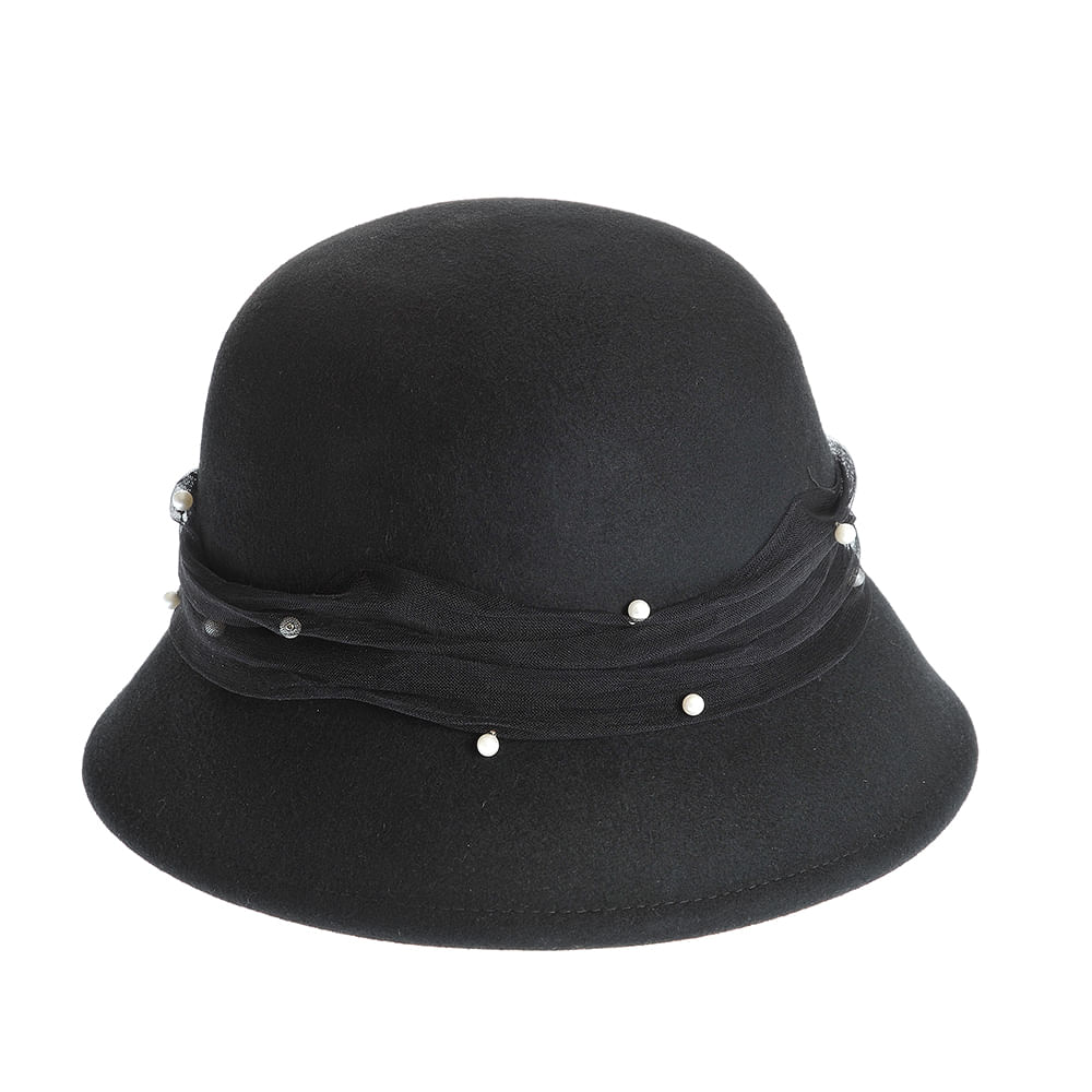 Palarie neagra cu perle albe - 4 | YEO