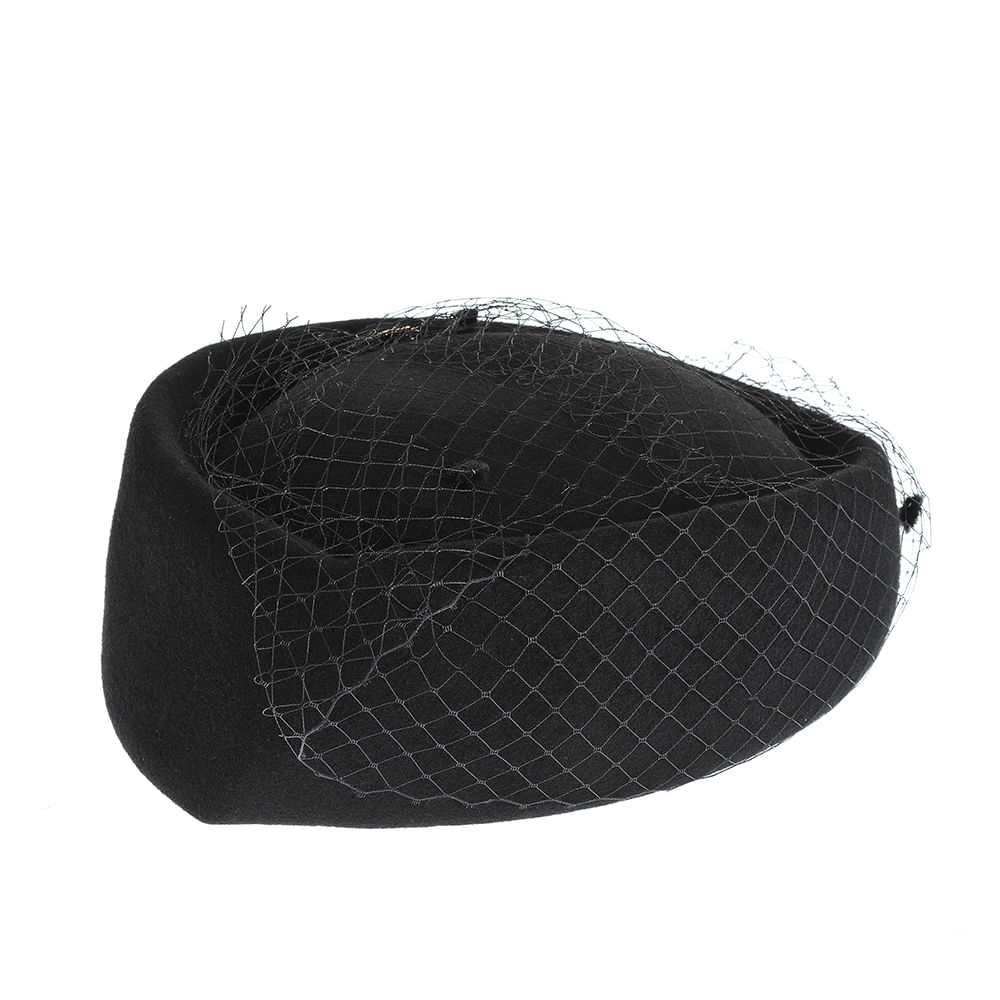 Palarie neagra din lana cu plasa - 1 | YEO