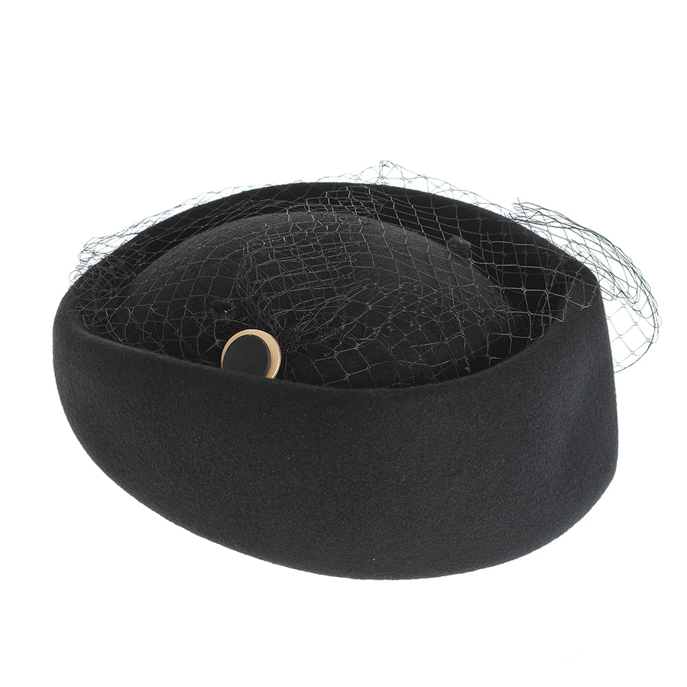 Palarie neagra din lana cu plasa - 2 | YEO
