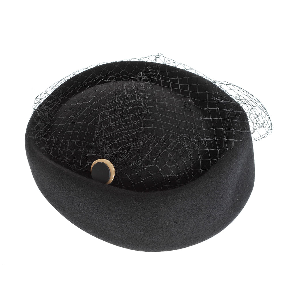 Palarie neagra din lana cu plasa - 3 | YEO