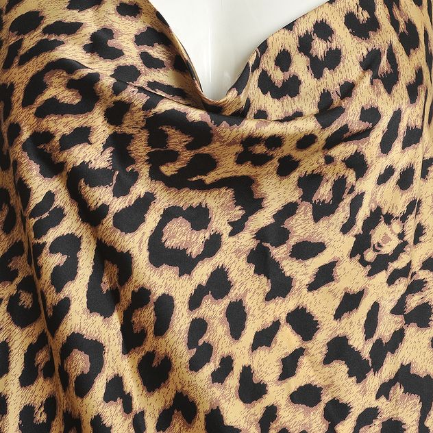 Rochie lunga cu bretele subtiri si imprimeu leopard