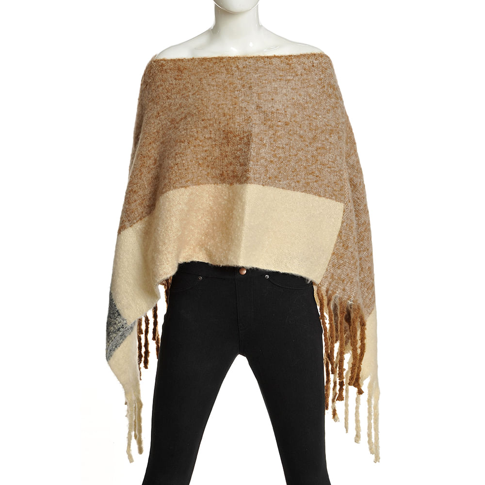 Poncho bej cu franjuri - 3 | YEO