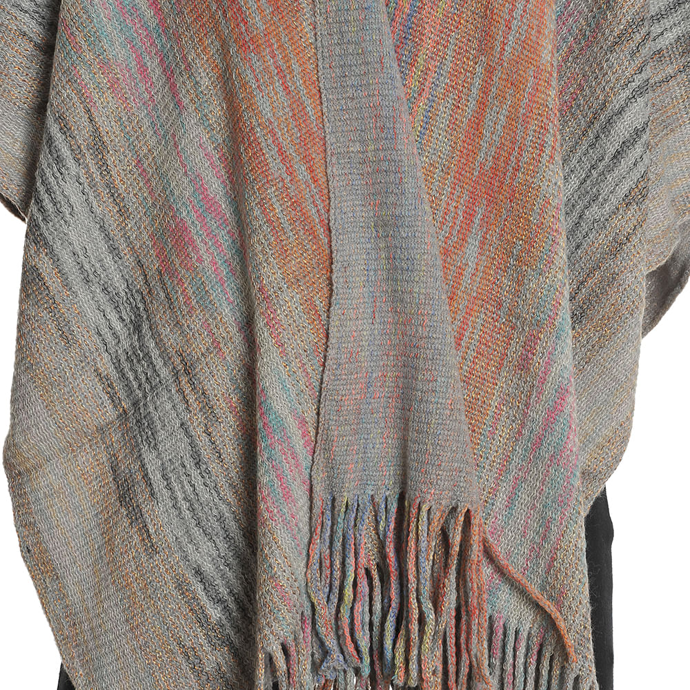 Poncho multicolor cu franjuri - 1 | YEO
