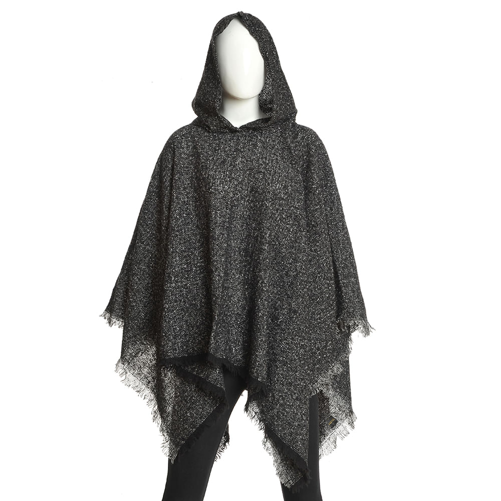 Poncho negru cu gluga - 2 | YEO