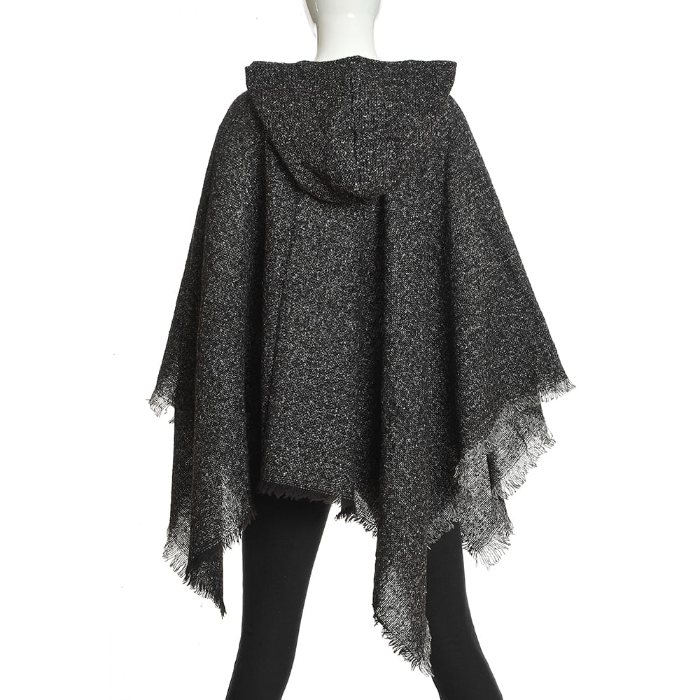 Poncho negru cu gluga - 3 | YEO