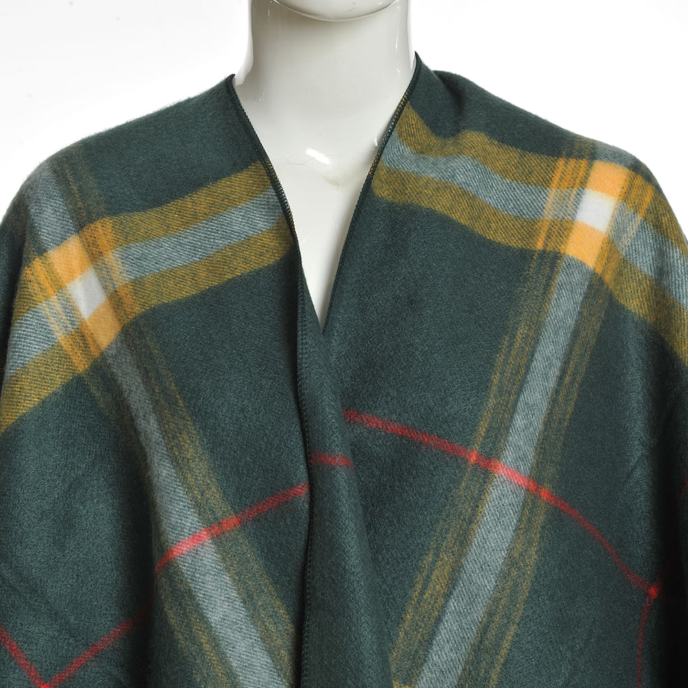 Poncho verde cu margini franjurate - 2 | YEO