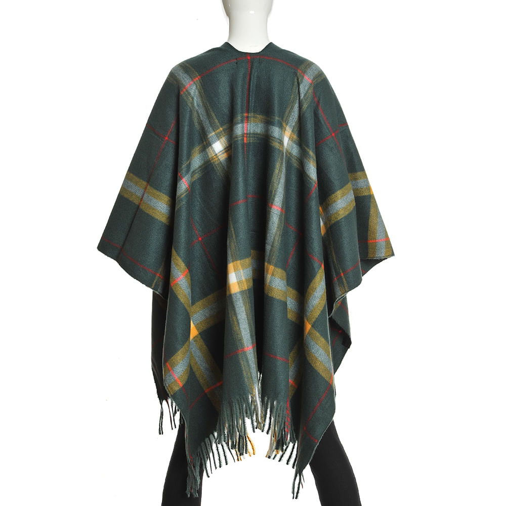 Poncho verde cu margini franjurate - 3 | YEO
