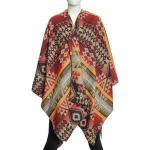 Poncho multicolor cu modele geometrice