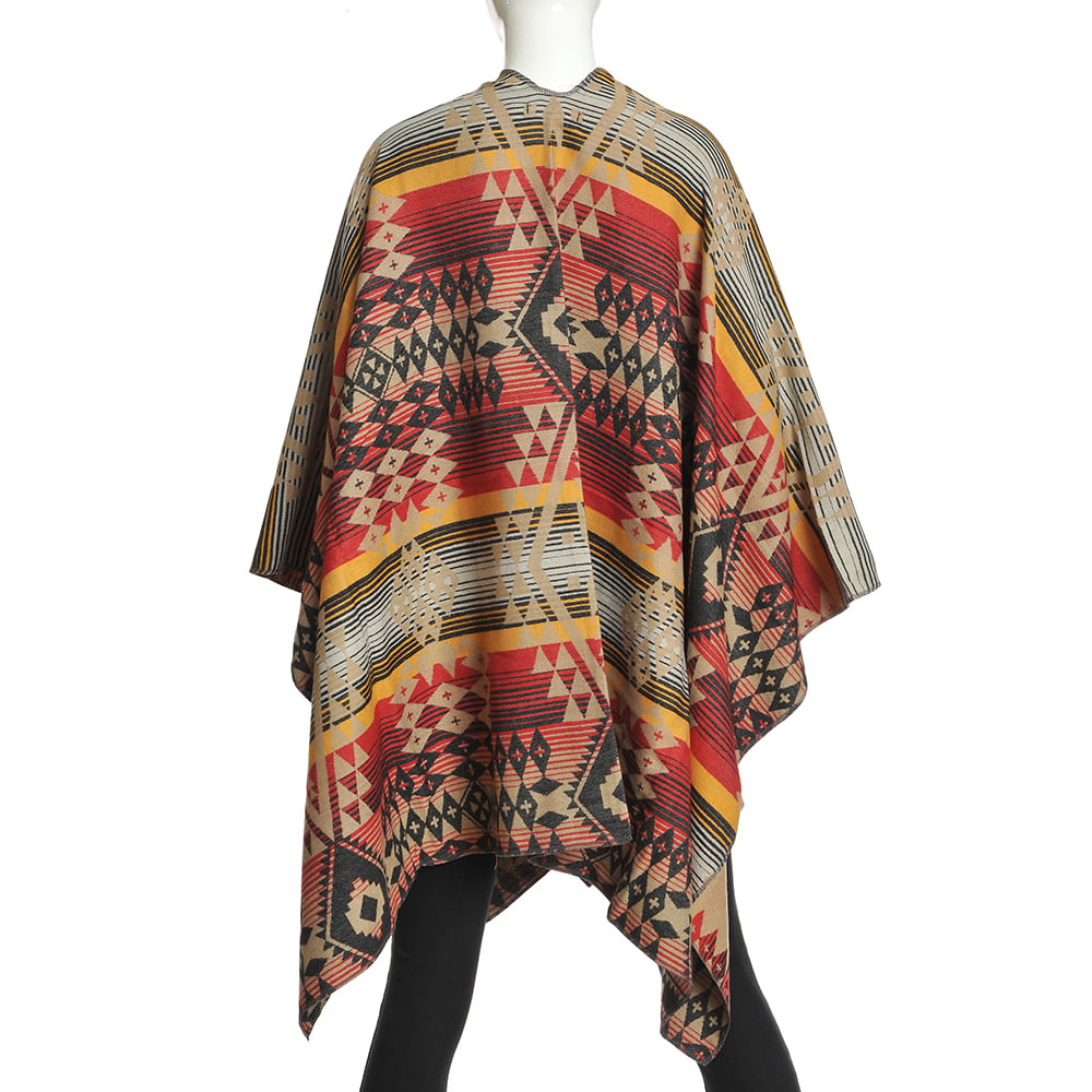 Poncho multicolor cu modele geometrice - 2 | YEO