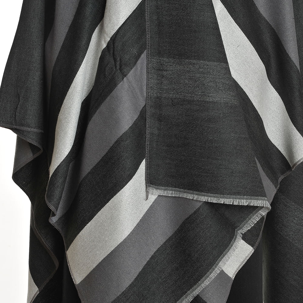 Poncho gri/negru cu model dungat - 1 | YEO