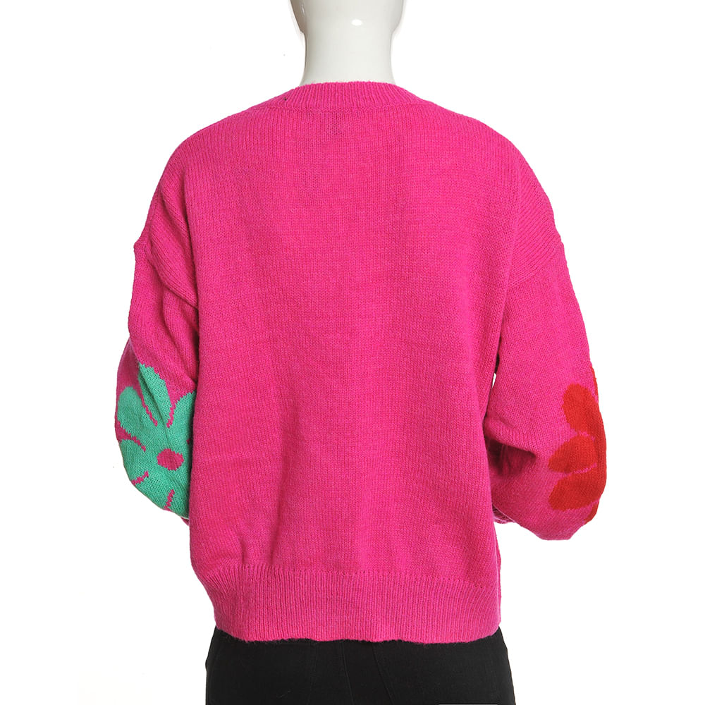 Pulover roz cu flori - 2 | YEO