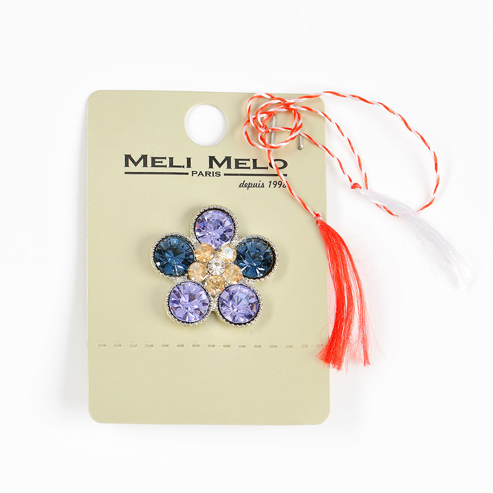 Brosa martisor floare cu pietre mov si albastre - 1 | YEO