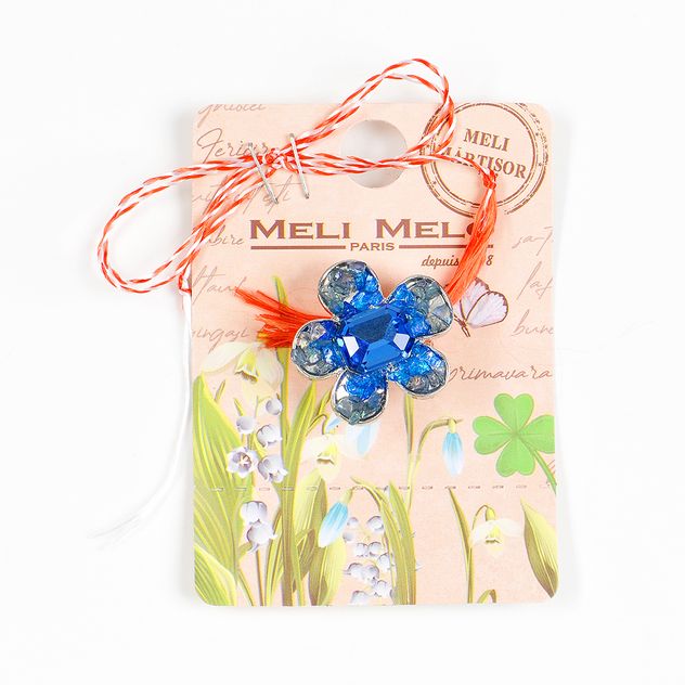 Brosa martisor floare albastra