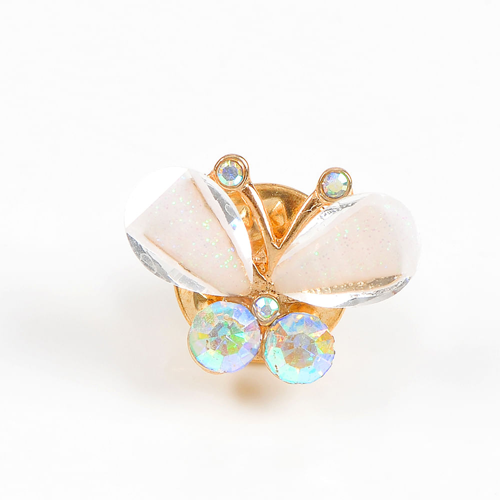 Brosa martisor fluture auriu cu aripi albe