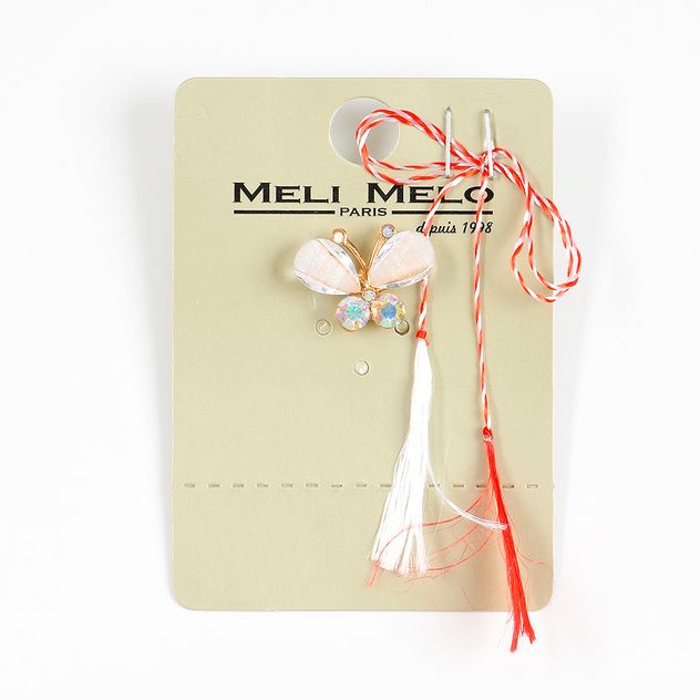 Brosa martisor fluture auriu cu aripi albe