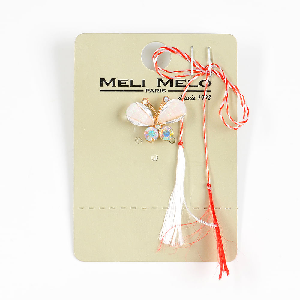 Brosa martisor fluture auriu cu aripi albe - 1 | YEO