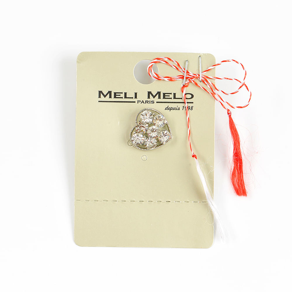Brosa martisor inima cu pietre albe - 1 | YEO