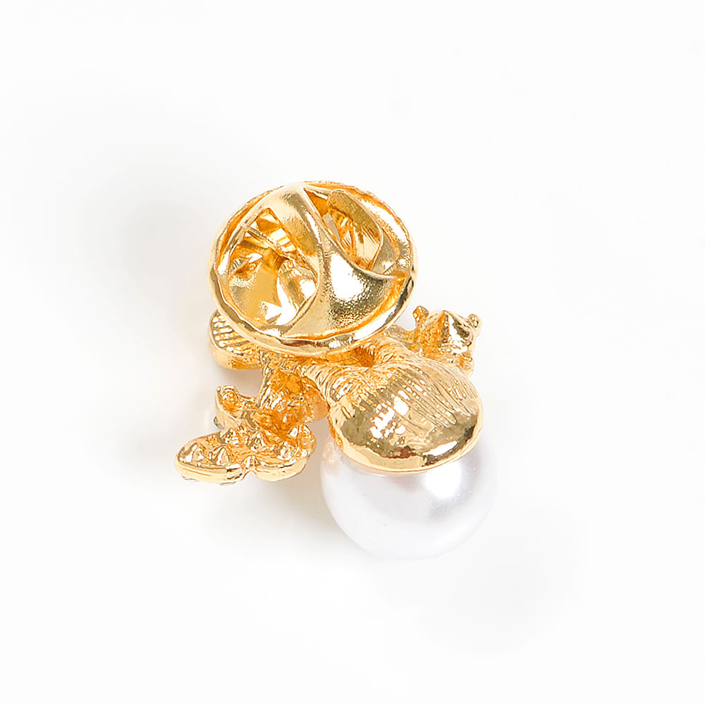 Brosa martisor floare alba cu perla si fluture - 3 | YEO