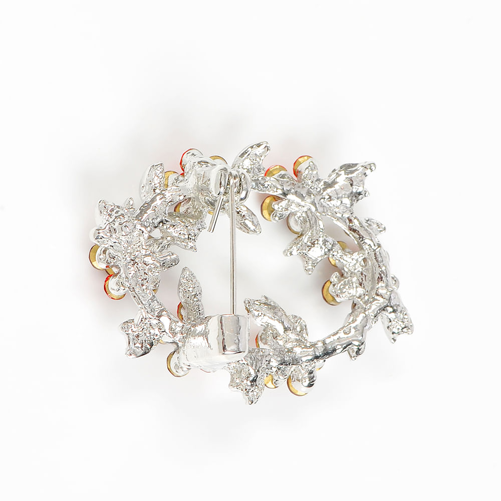 Brosa martisor argintie cu flori rosii - 3 | YEO