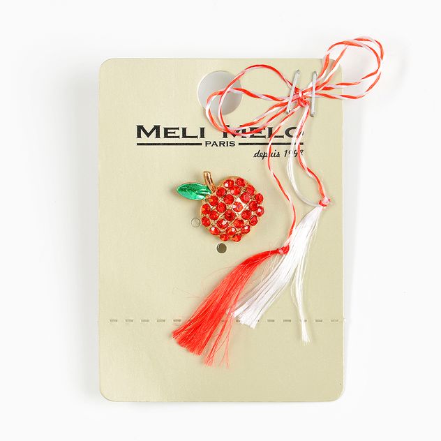 Brosa martisor mar cu pietre rosii