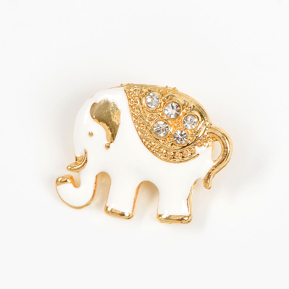Brosa martisor elefant alb cu pietre zirconice - 2 | YEO