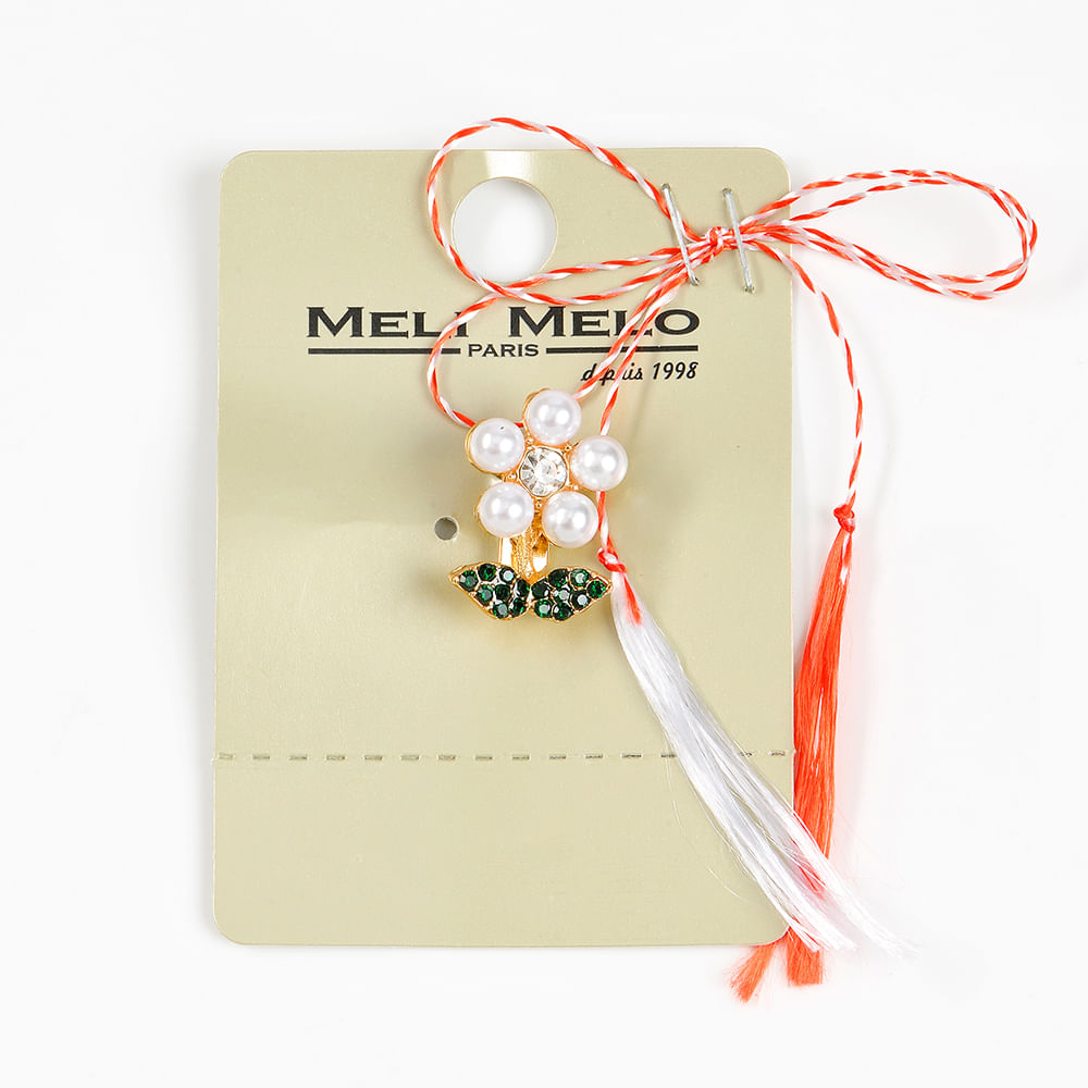 Brosa martisor floare alba cu petale verzi - 1 | YEO