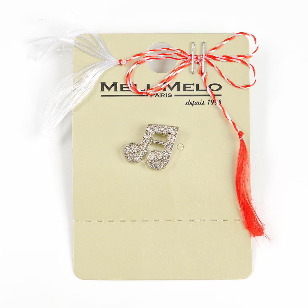 Brosa martisor nota muzicala argintie cu pietre acrilice - 1 | YEO