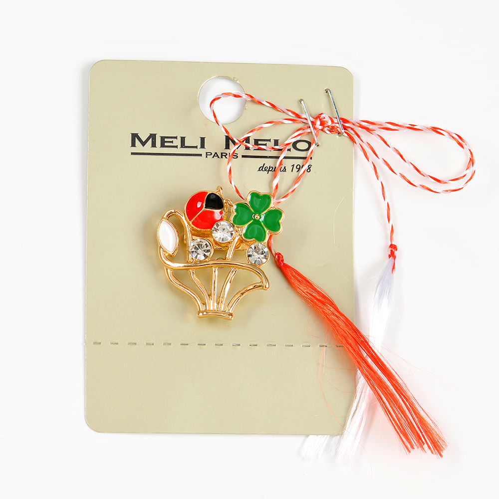 Brosa martisor cos cu trifoi si buburuza - 1 | YEO