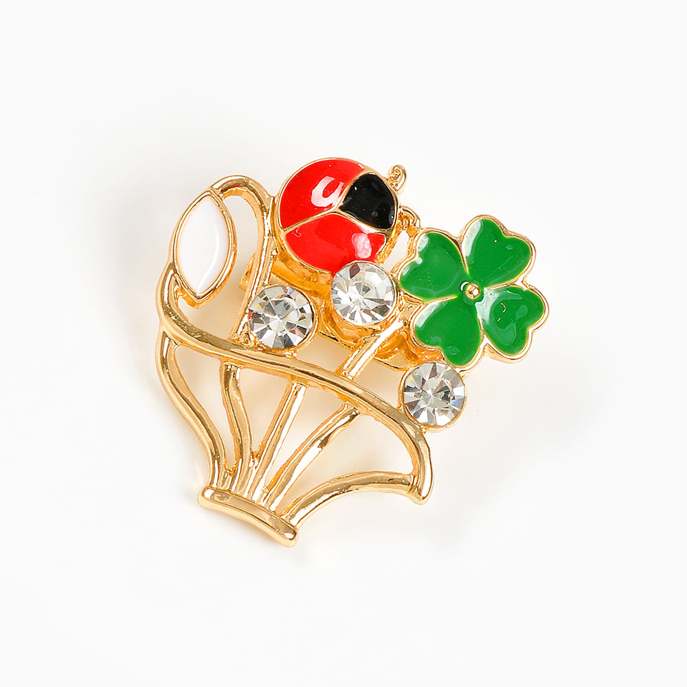 Brosa martisor cos cu trifoi si buburuza - 2 | YEO