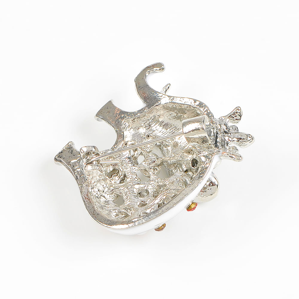 Brosa martisor  elefant alb cu perle - 3 | YEO