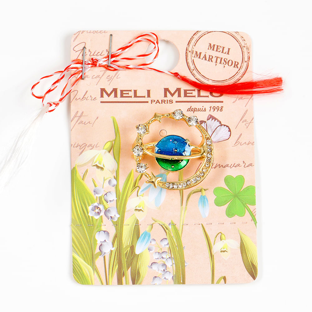Brosa martisor planeta, stele si semiluna - 1 | YEO