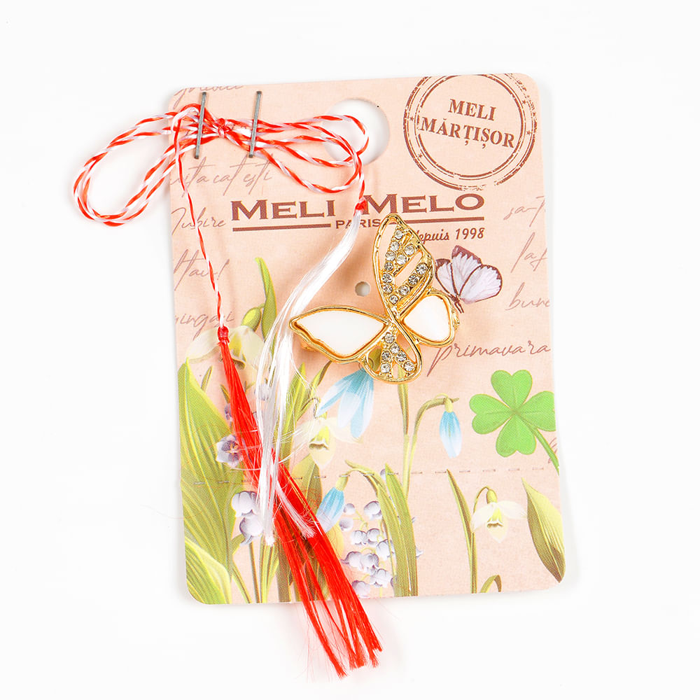 Brosa martisor fluture cu aripi albe - 1 | YEO