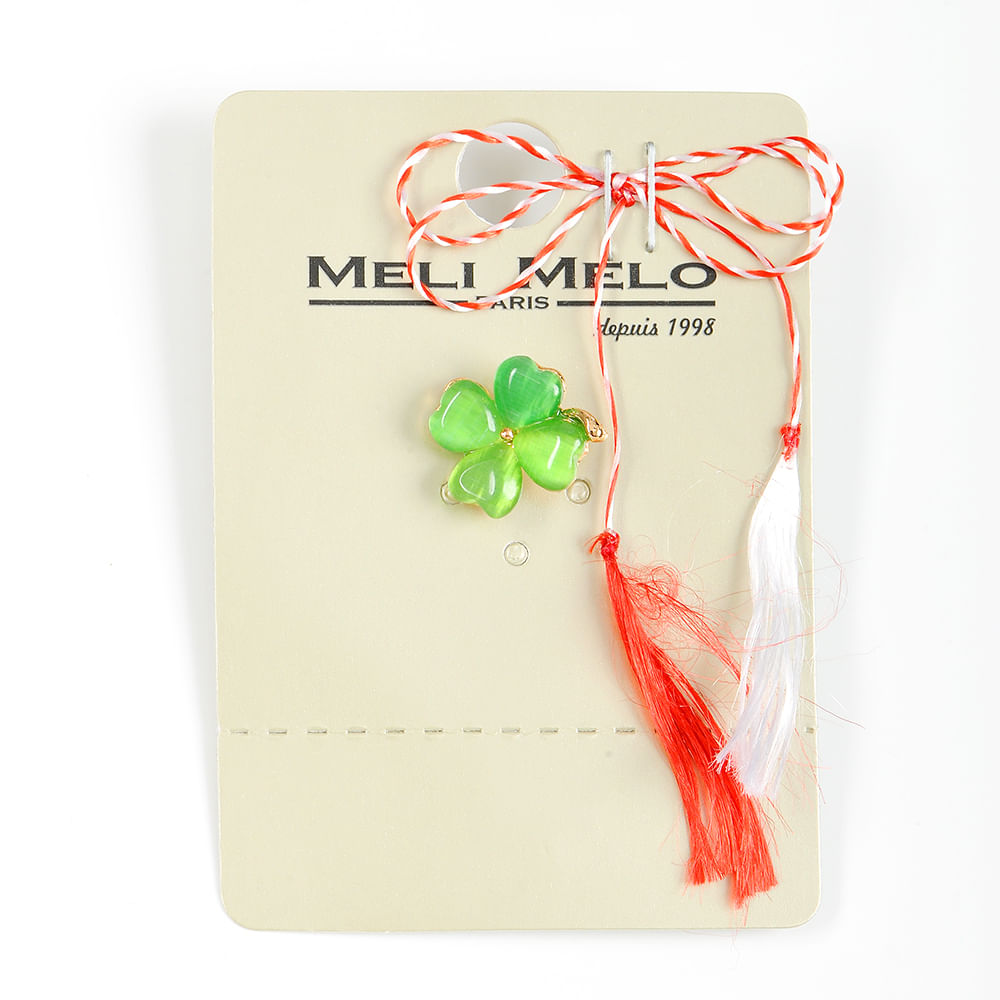Brosa martisor trifoi cu patru foi verde - 1 | YEO
