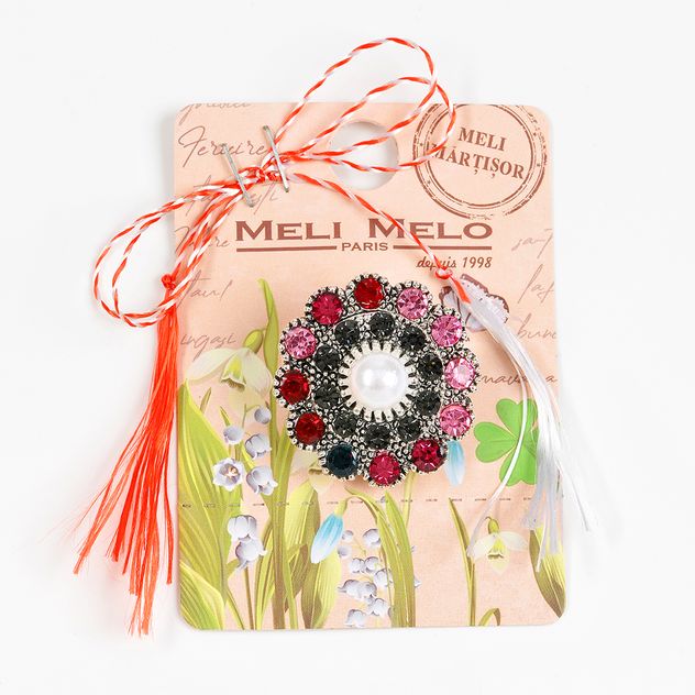 Brosa martisor floare cu pietre acrilice