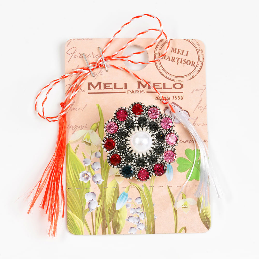Brosa martisor floare cu pietre acrilice - 1 | YEO
