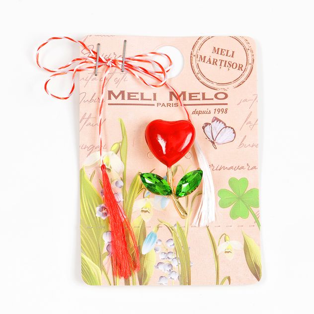 Brosa martisor floare cu inima
