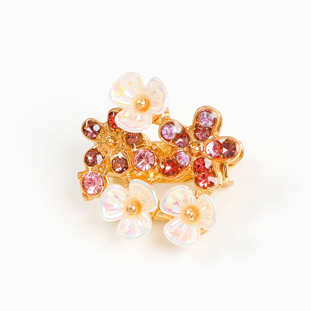 Brosa martisor cu flori albe si mov
