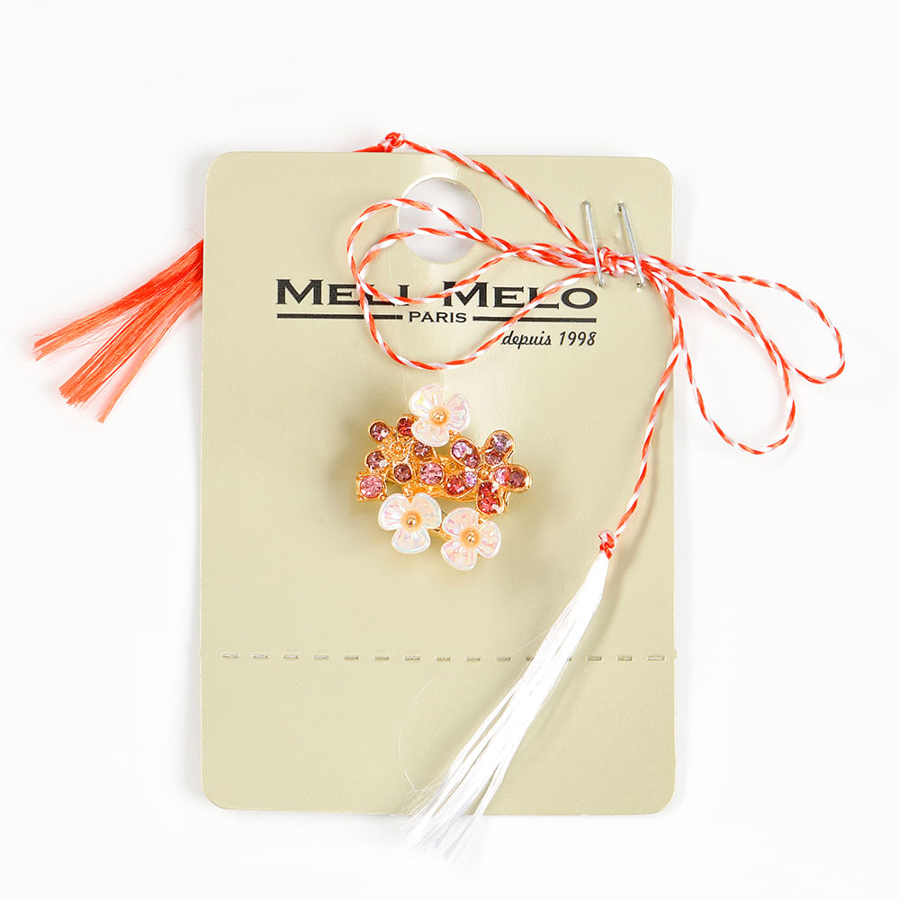 Brosa martisor cu flori albe si mov - 1 | YEO